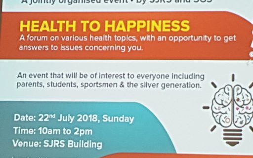 Health Awareness Talk on Knee Pain @ Health to Happiness Event organised by Singapore Jain Religious Society and Singapore Gujarati Society